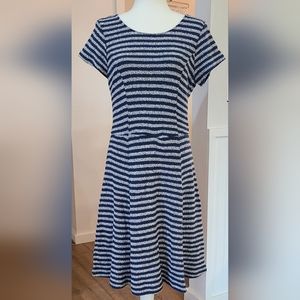 NWT'S - OLD NAVY - Navy Blue and White Striped Knit Dress, Size Large